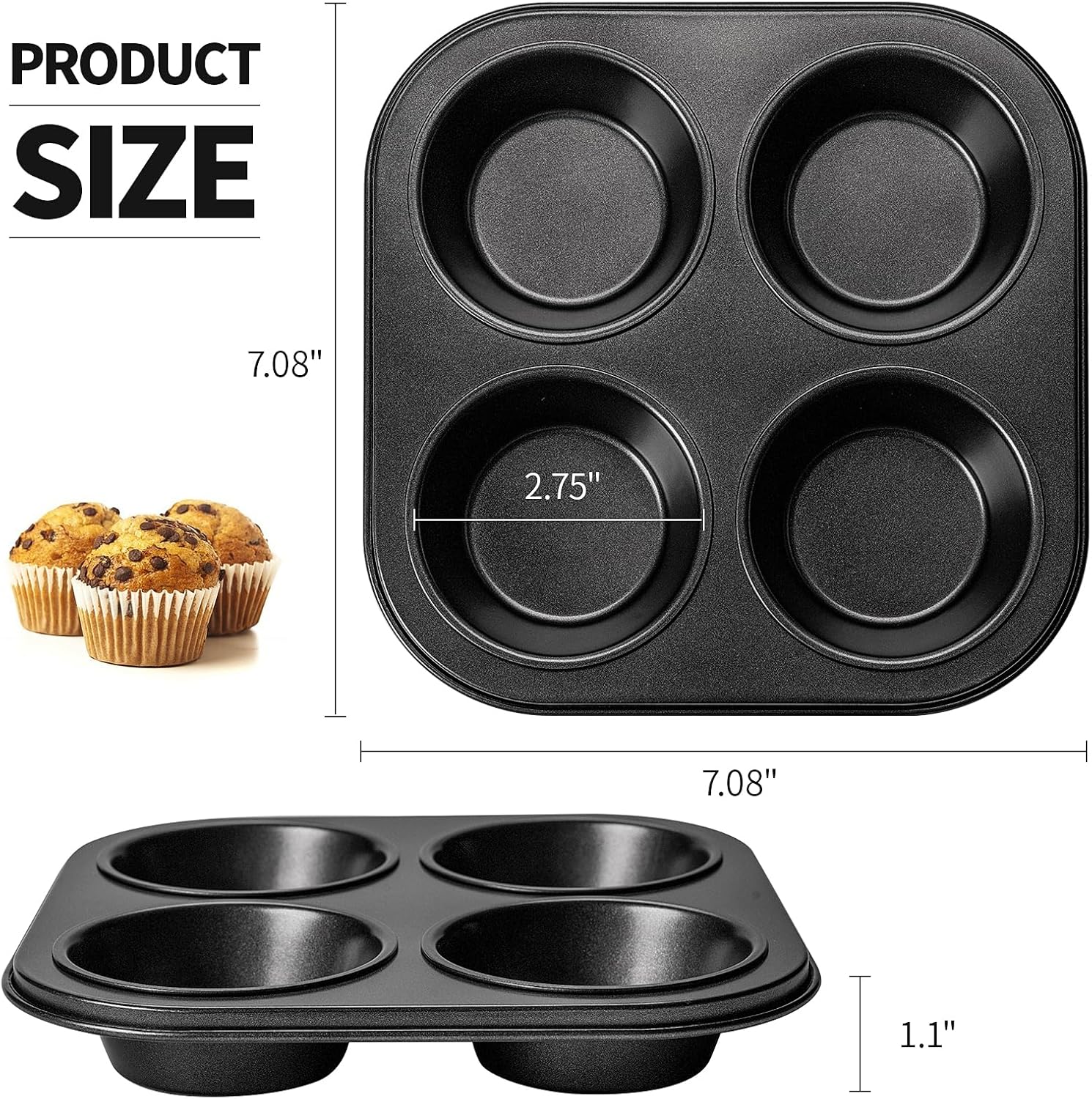 Yomvzake Air Fryer Muffin Pan - Nonstick 2-Pack Cupcake Molds for Toaster Oven & Small Ovens