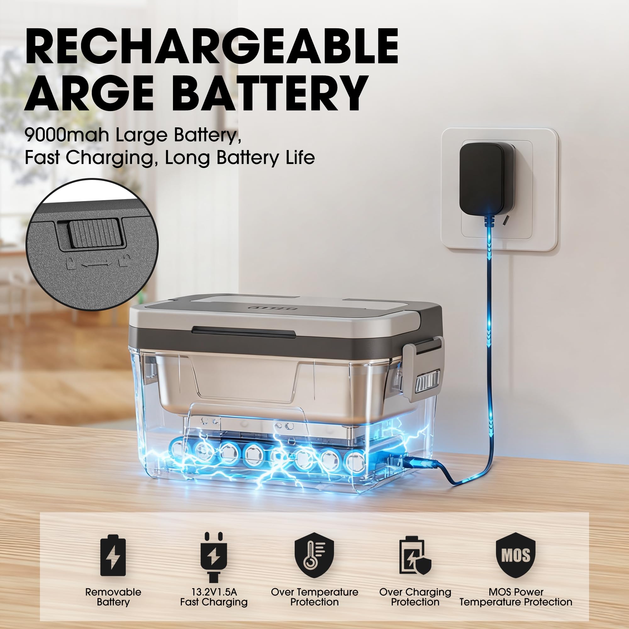Herrfilk Cordless Electric Lunch Box for Adults with APP Control, 1.2L Portable Heated Lunch Box Battery Powered with Automatic Heating, Self-Heating Food Warmer for Work, 248°F Max, Leak Resistant