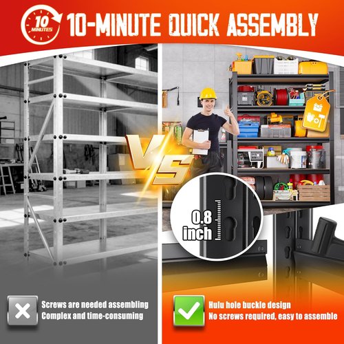 Heavy Duty Metal Shelving Unit by [Brand Name] - 5-Tier Adjustable Garage Storage Rack | 71"H x 32"W x 14"D