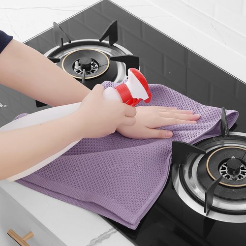 Homaxy Kitchen Dish Towels - Ultra Soft 100% Cotton Waffle Weave | Quick Drying, 13 x 28 Inches, 4-Pack, Lavender