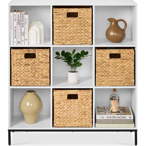 Best Choice Products 9-Cube Bookshelf, 3-Tier Wood Storage Bookcase W/Legs, 11in Shelf Opening, Cube Organizer, Living Room, Office, Nursery - White