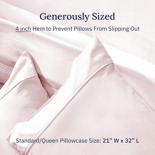 California Design Den Pillowcase Set | Standard Queen Size, 400 Thread Count, 100% Cotton Sateen, Soft Pink - Set of 2