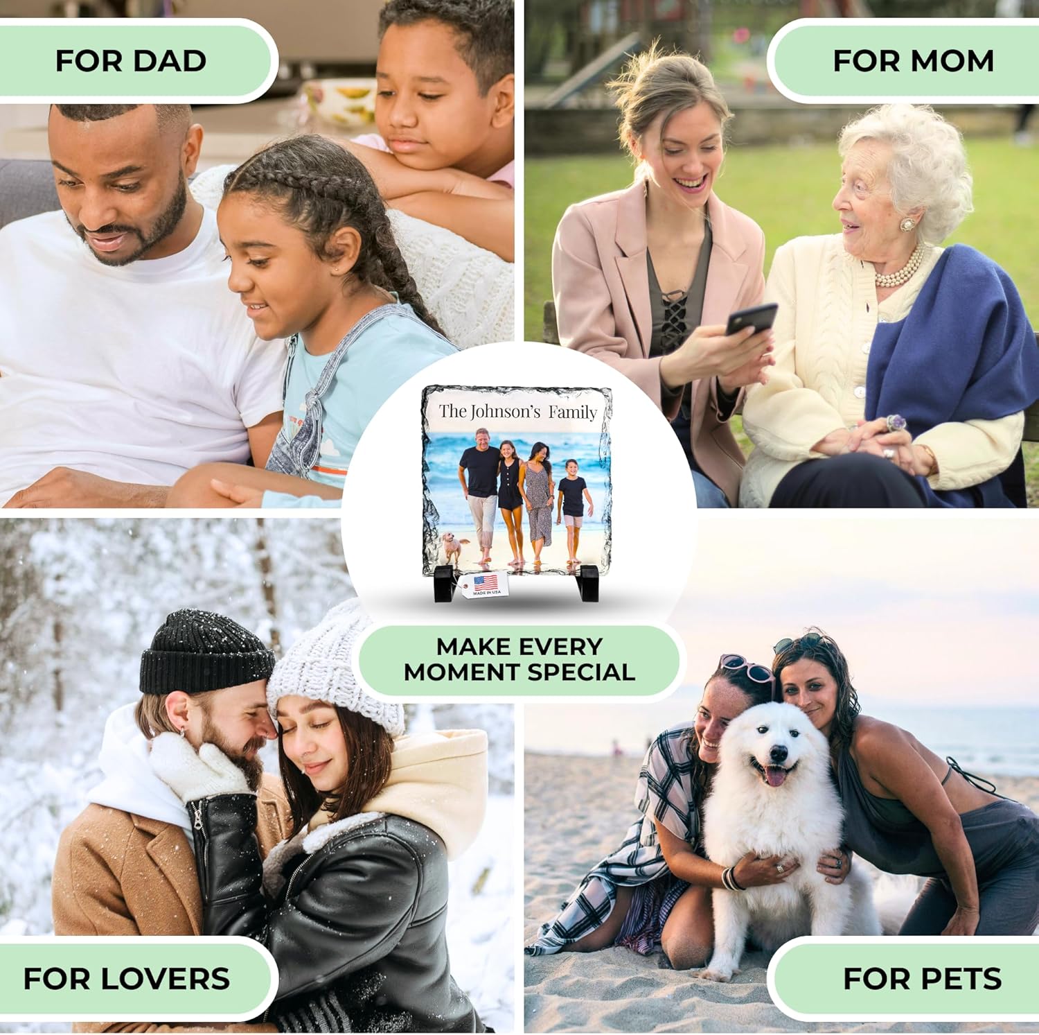 Skiennix Personalized Photo Rock Slate Frame - Custom Stone Plaque for Memorable Gifts | Ideal for Weddings, Birthdays, and Memorials