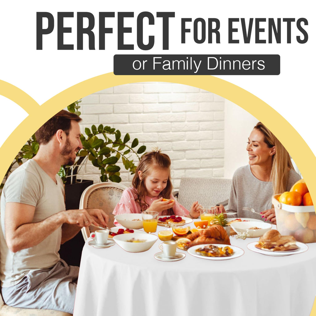 Party Solids White Round Tablecloths Plastic Table Cloth Disposable 48 Pack 84" Inch Round Table Cloth Disposable White Tablecloths Plastic Tablecloth Indoor/Outdoor Tablecloth Party Supplies