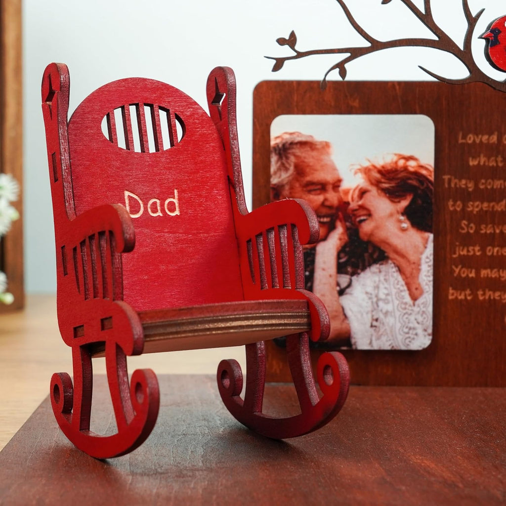 Cardinalis Memorial Candleholders - Personalized Rocking Chair Tribute for Loved Ones | Wooden Keepsake Decor