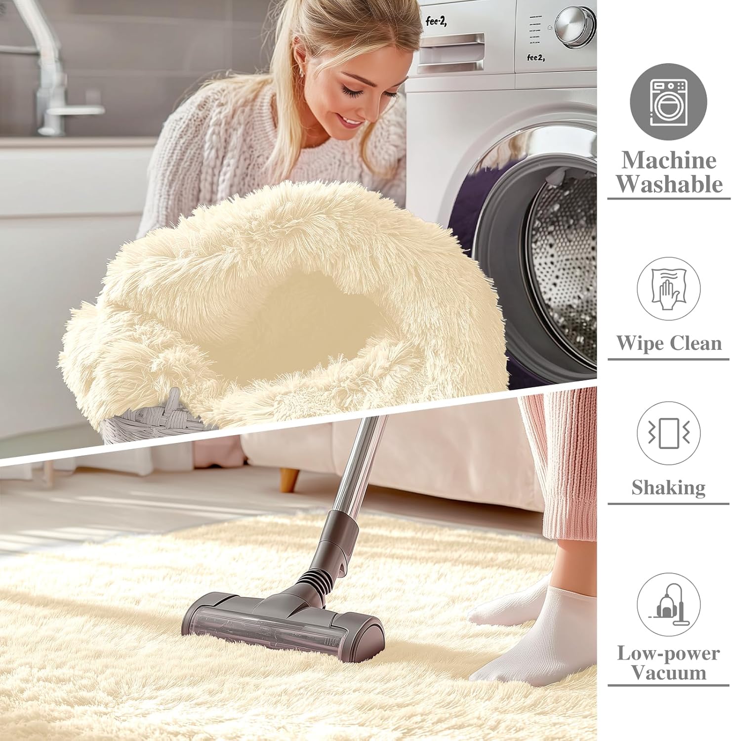 OLANLY Large Area Rug - Soft Fluffy Shaggy Carpet for Living Room & Bedroom | 6x9 ft, Cream