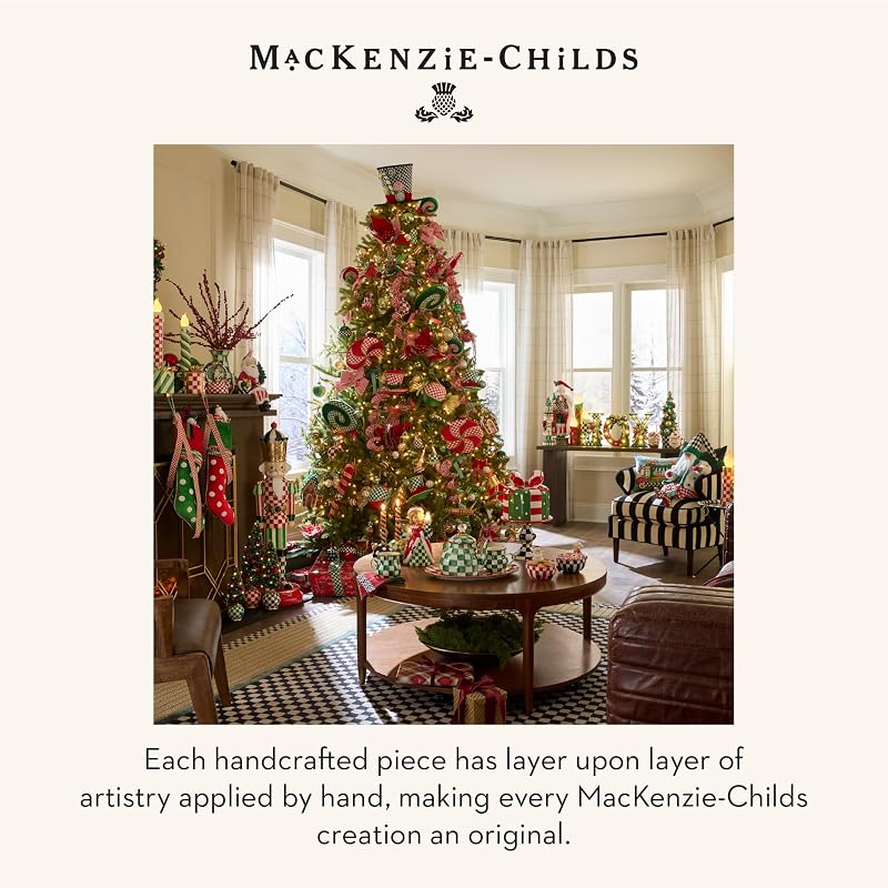 MacKenzie-Childs Resin Christmas Carousel Figurine - Courtly Check Sleigh with Reindeer