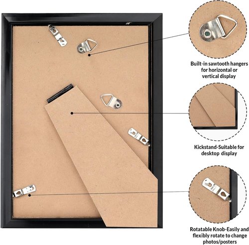 LaVie Home 3.5x5 Picture Frame - Classic Black Wall Display Frame with HD Plexiglas | Vertical & Horizontal Use