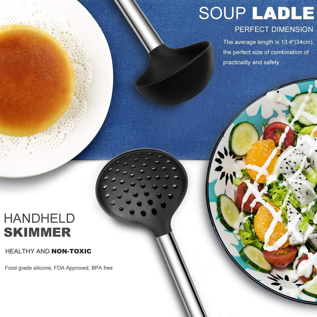 Skiennix Silicone Cooking Utensil Set - 33 Essential Kitchen Gadgets for Nonstick Cookware | Durable Spatula & Spoon Collection