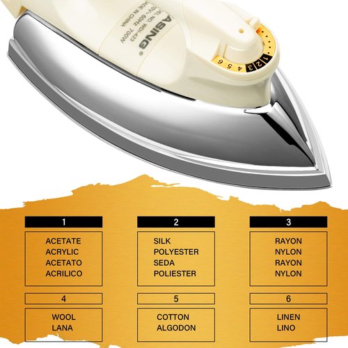 WASING Lightweight Portable Dry Iron for Industry Household Usage Upgraded Mirror Stainless Steel Soleplate Without Steam 700W Gift for Housewarming