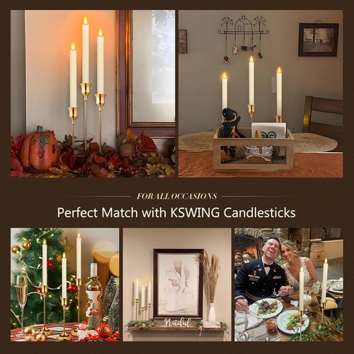 KSWING Gold Candlestick Holders - 6 PCS Metal Taper Candle Holders Set for Elegant Home Decor | Perfect for Weddings & Parties