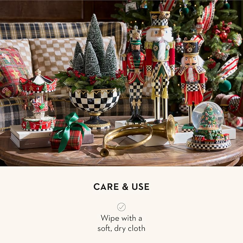 MacKenzie-Childs Resin Christmas Carousel Figurine - Courtly Check Sleigh with Reindeer