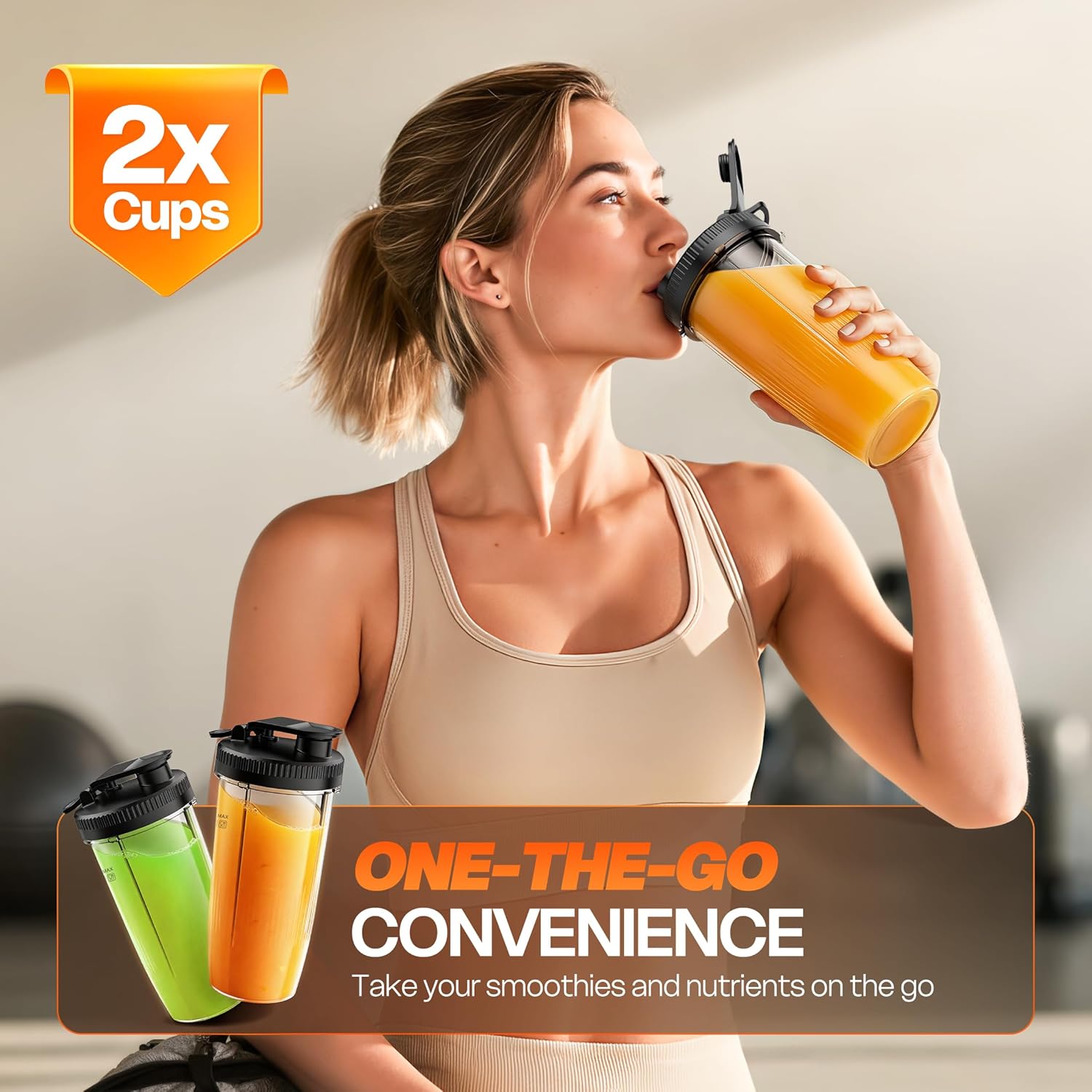 Turelar Portable Personal Blender - Smoothie Maker with 2 x 24oz Cups & Extra Lid | Ideal for Juices & Baby Food