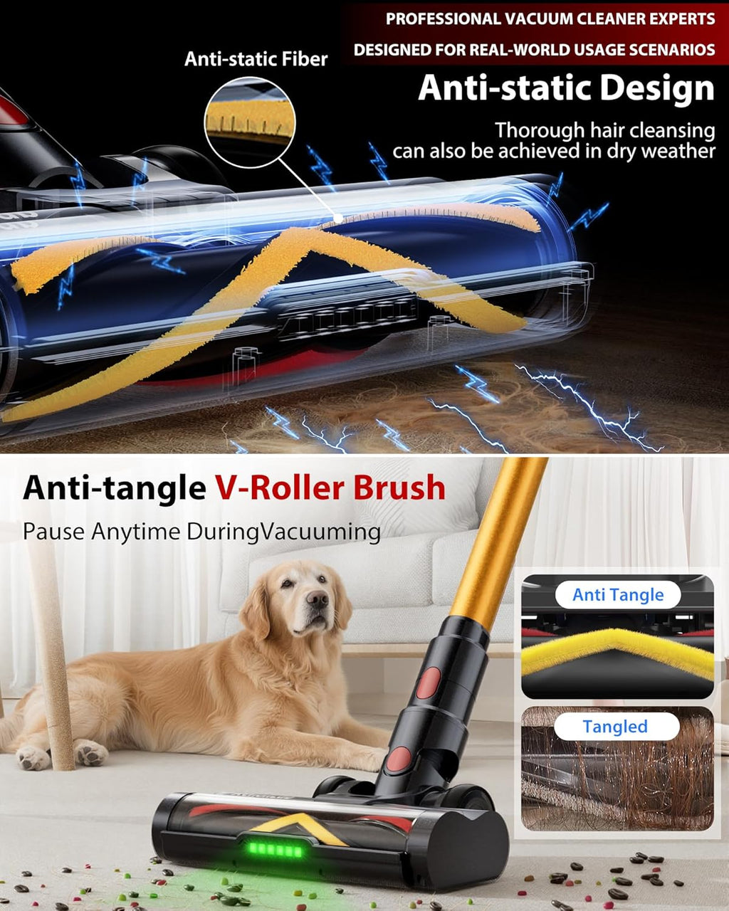 Skiennix Cordless Vacuum Cleaner - 75 Minutes Runtime, 55KPa Suction Power | Lightweight & Rechargeable for Home Use