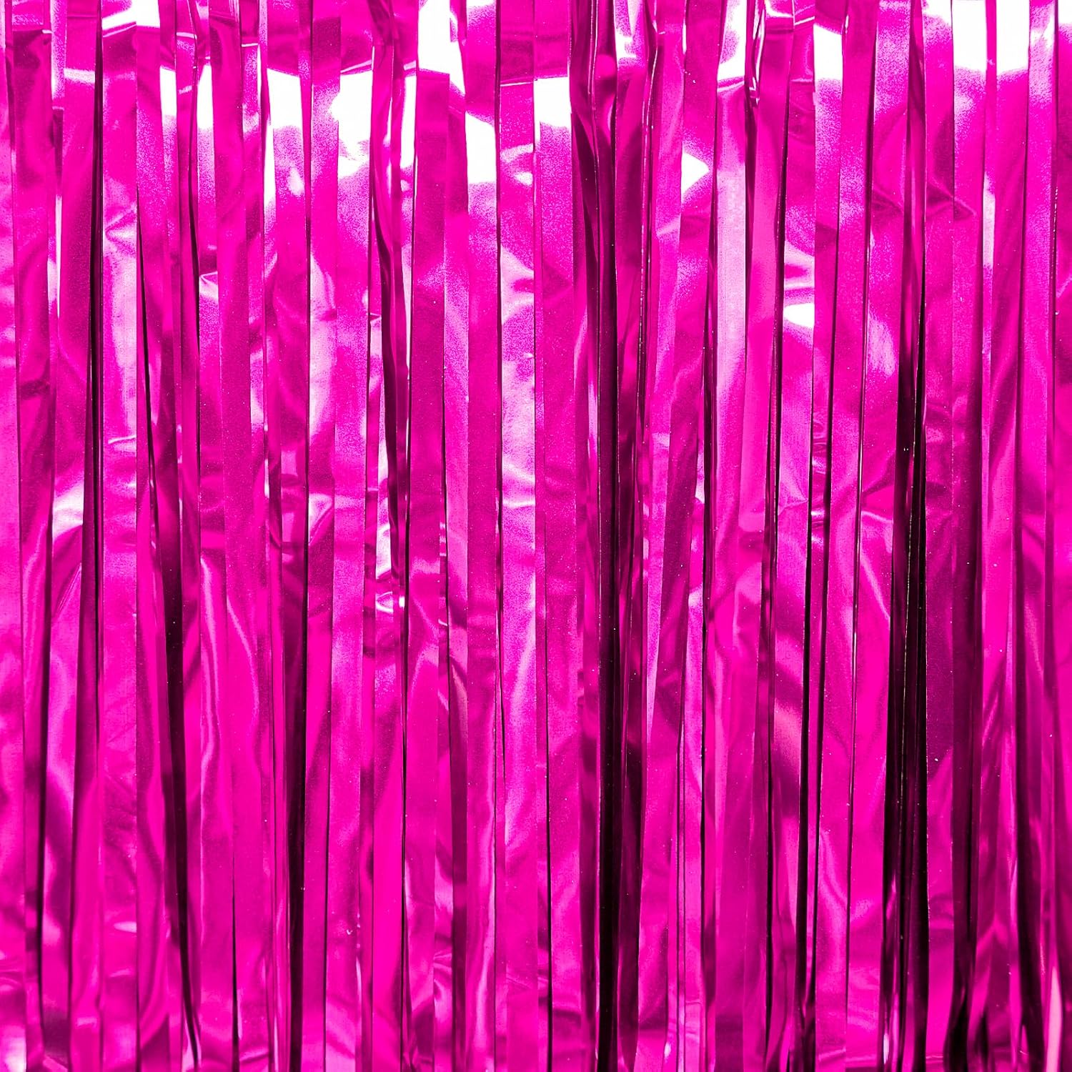 PartyWoo Hot Pink Foil Fringe Curtain - 3pcs 8.2ft Tinsel Backdrop for Birthday & Bachelorette Parties