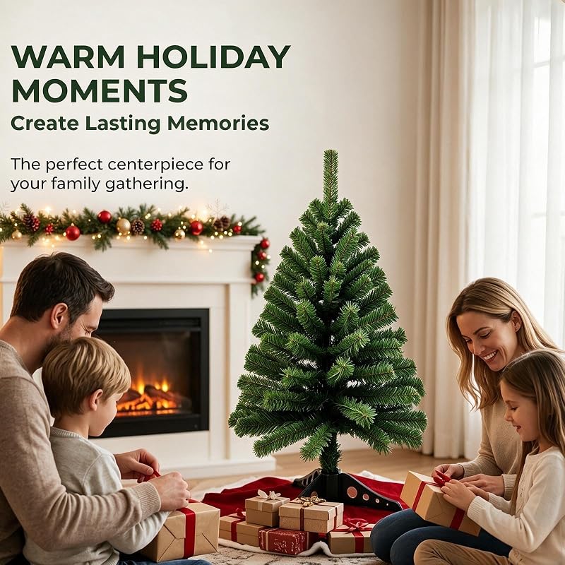 3FT Dark Green Mini Christmas Tree – Premium Foldable, Easy-Assembly Tabletop Tree