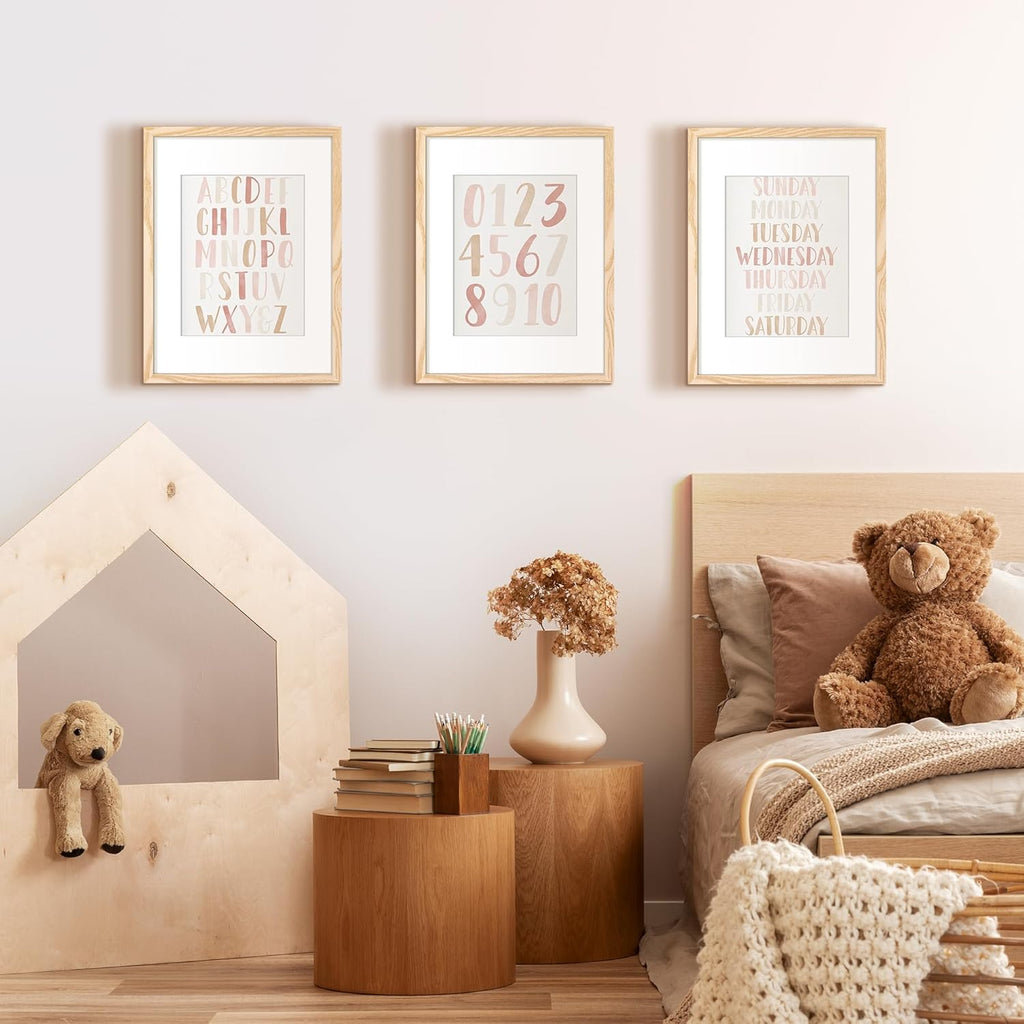 Upsimples 12x16 Picture Frame Set of 5 - Display 8.5x11 or 12x16 Photos | Natural Wall Gallery Frames