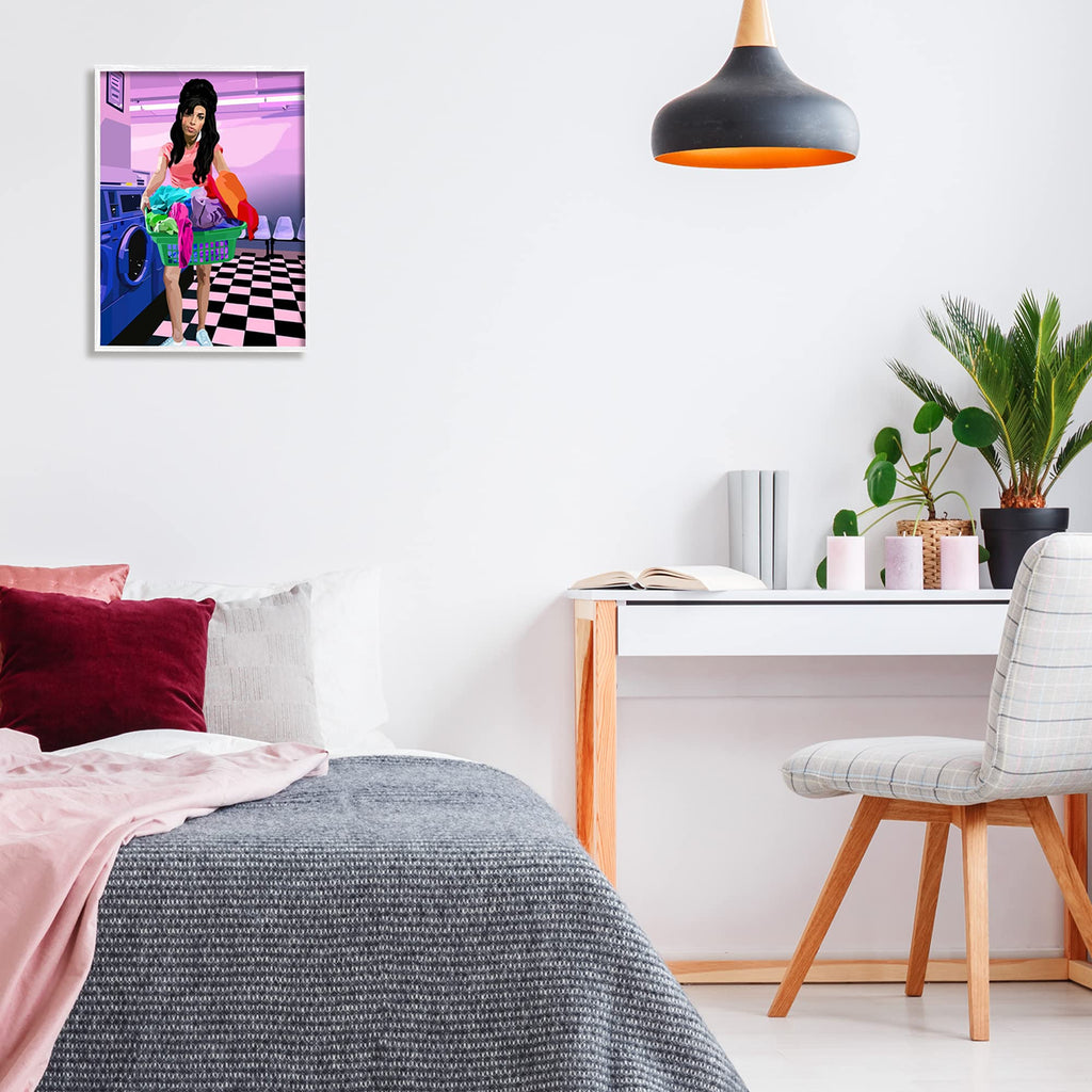 'Vivid Winehouse Laundry Laundromat Checkered'| Framed Giclee Art