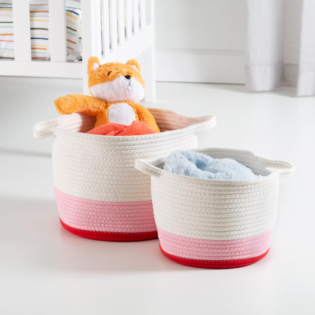Honey-Can-Do Nesting Cotton Rope Storage Basket Set, Red Ombré STO-09319 White