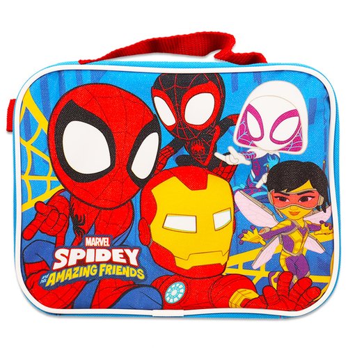 Spidey and His Amazing Friends Backpack and Lunch Box - 16” Spiderman Backpack, Spidey Lunch Box, Water Bottle, Tattoos, More | Avengers Backpack