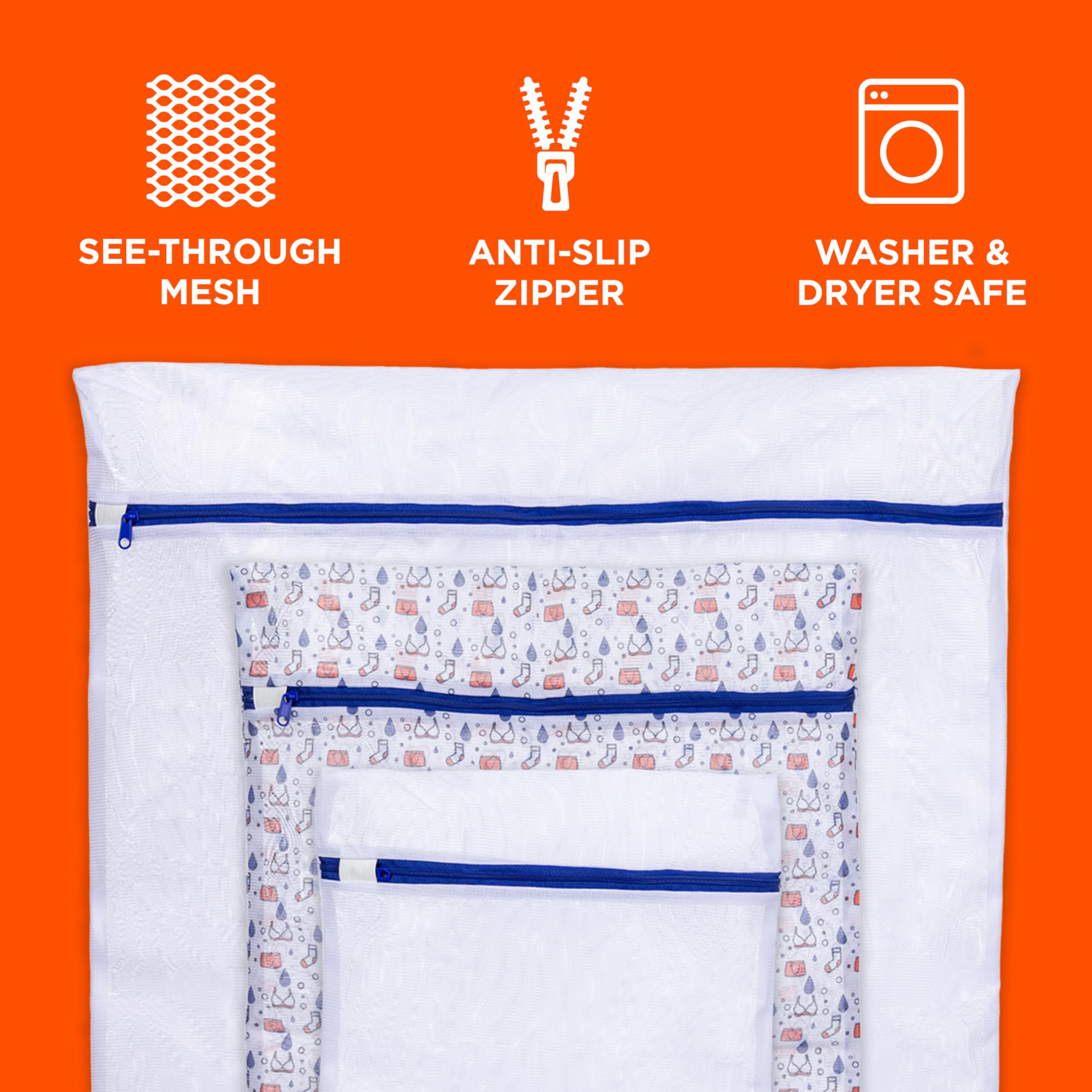 Tide Delicate Clothes Mesh Wash Bags for Wash Machine, 3 Pack (Small, Medium, and Large), Protects from Snagging, Tangling & Wear