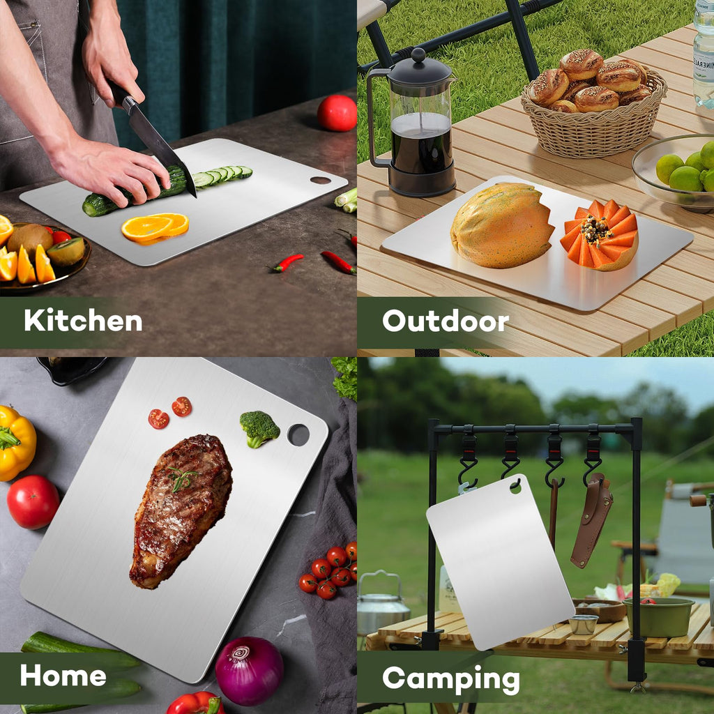 Titanium Cutting Board |100% Pure GR1 Titanium Cutting Board 0.08" Thick |Durable and Double-Sided Cutting Boards for Meat, Fruits and Vegetables | Dishwasher Safe (15" x 10" x 0.08")(Gray)