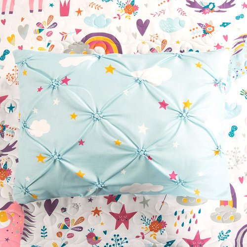 Lush Decor Unicorn Heart 4 Piece Quilt Bedding Set, White/Multi, Twin