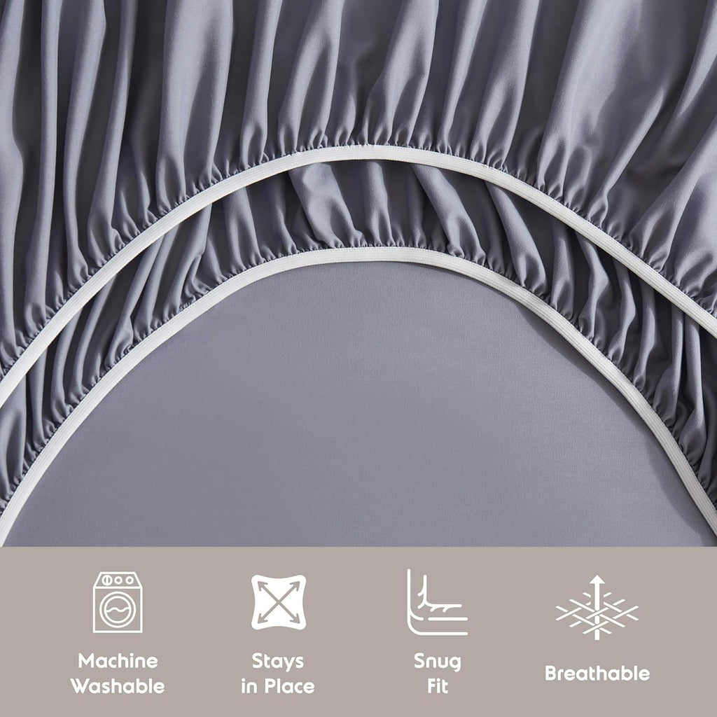 Nestl Extra Deep King Sheet Set - 6-Piece Breathable Cooling Bedding - Luxury Hotel Quality with 18-24 Inch Deep Pockets - Soft, Wrinkle-Free Dark Gray