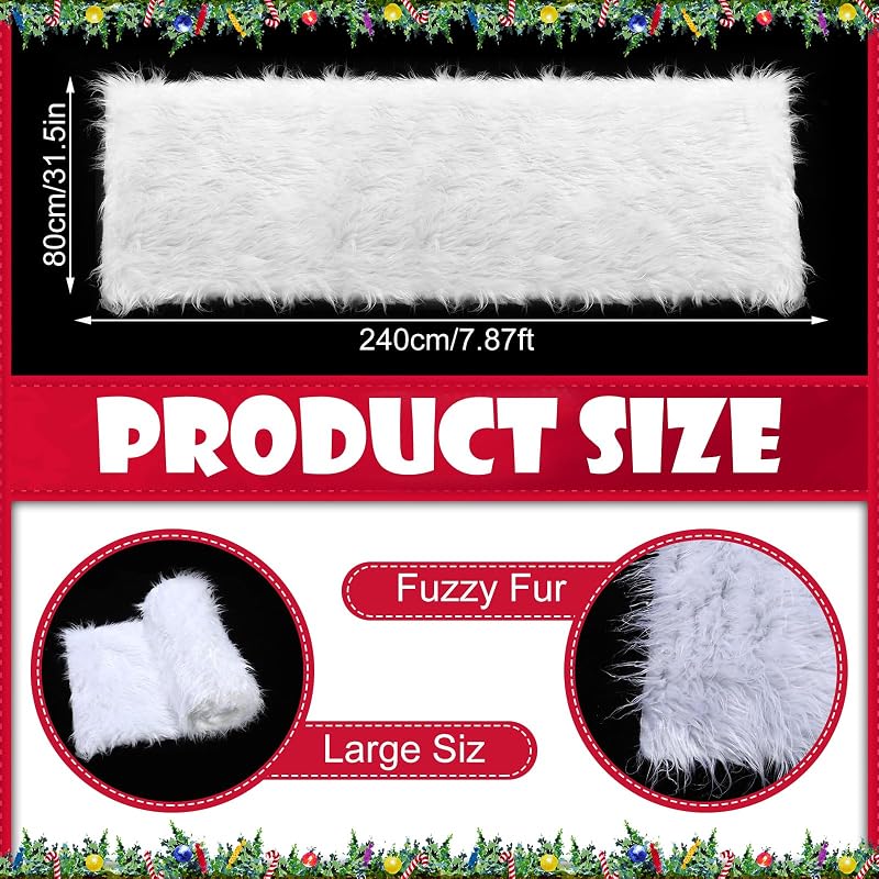 2 Pcs White Fluffy Snow Blanket 2.6 x 7.9 ft for Christmas Village Scene (Variation: White+2+2.6 x 7.9 ft)