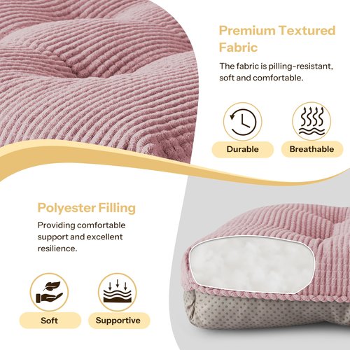 FlyGulls Indoor Kitchen Chair Cushions Set of 4 18"X16.5"X3" Soft Anti Slip Dining Chair Pads Tufted Kitchen Seat Cushion with Ties, Light Pink