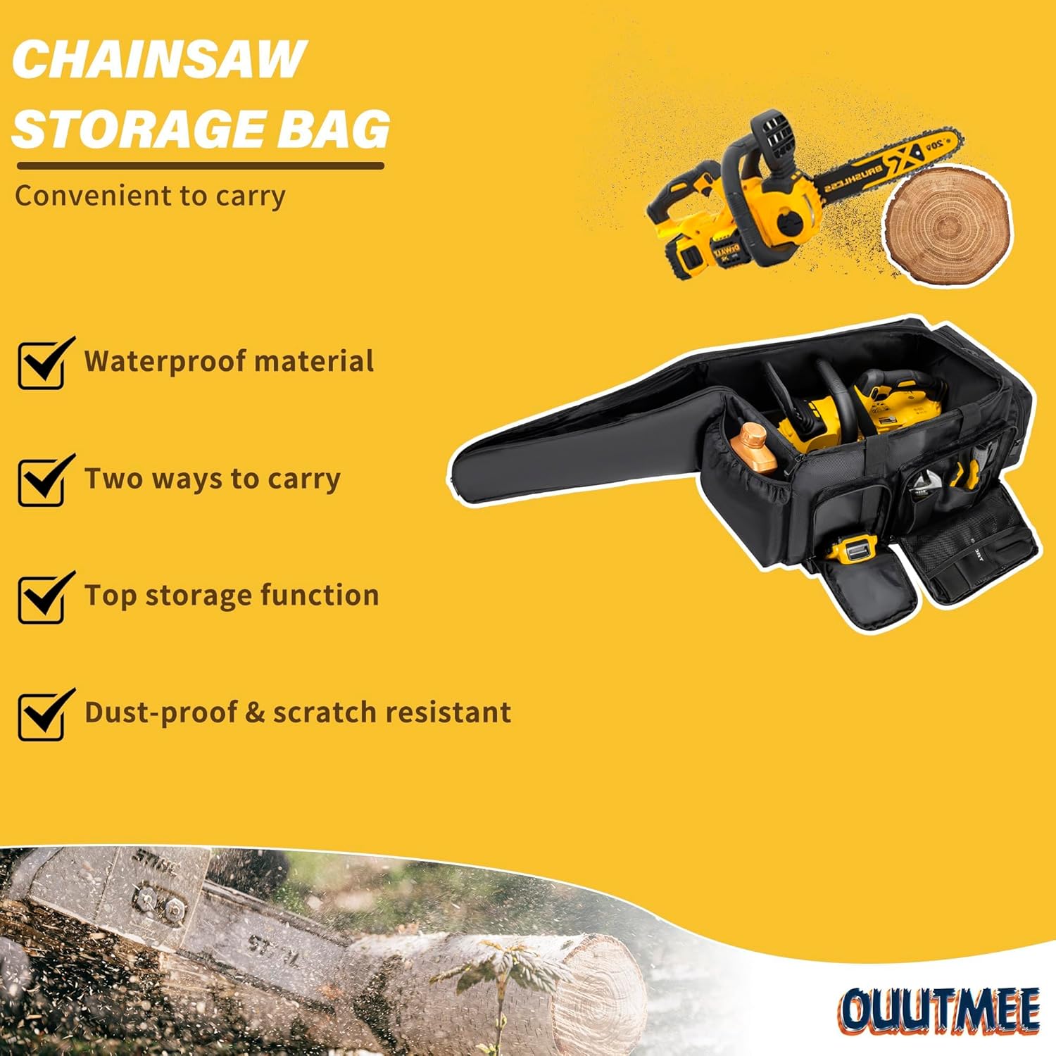 Skiennix Chainsaw Carrying Case - Waterproof Foldable Storage Bag for EGO, Dewalt & Greenworks 10/12 Inch