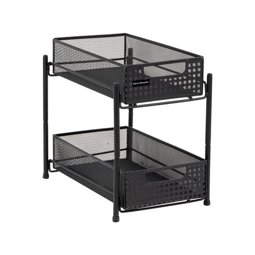 Mind Reader Accessory Organizer, Supply Storage, Desktop, Crafts, Office, Metal Mesh, 8"L x 12.5"W x 11.25"H, Black