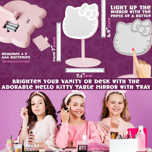 Get Trend Hello Kitty Sanrio LED Vanity Mirror with Lights for Women, Teens, Light Up Makeup Mirror for Desk, Room Decor, Kawaii Gifts for Women (Pink/Hello Kitty)