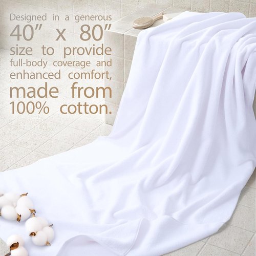 Cotton Paradise 100% Cotton Oversized Bath Sheet - Extra Large 40x80 White Turkish Towel