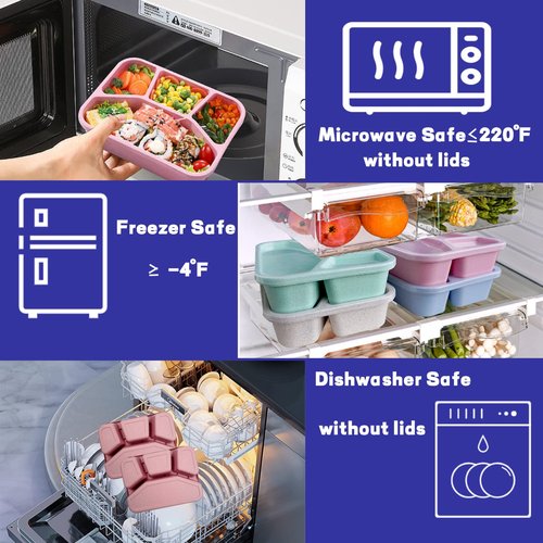 Aellabus 8 Pack Bento Box, Lunch Containers Wheat Straw Meal Prep Containers Reusable, Microwave and Dishwasher Safe Lunch Containers for Adults, Bento Lunch Box for Kids