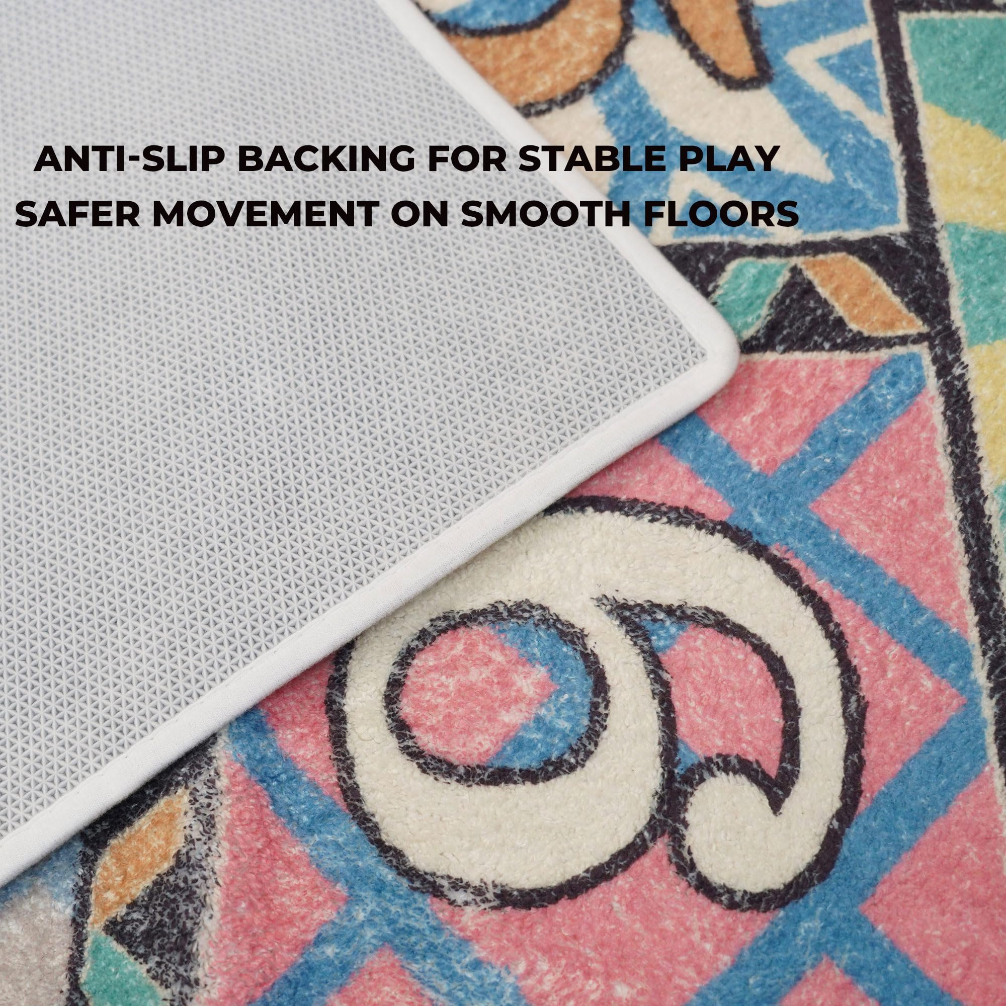 saihe Hopscotch Rug for Kids – Ultra Soft Faux Cashmere Play Mat (59"x26") – Educational Activity Rug with Non-Slip & Washable Design, 2 Bean Bags & Oxford Storage Bag for Nursery, Home & Classroom