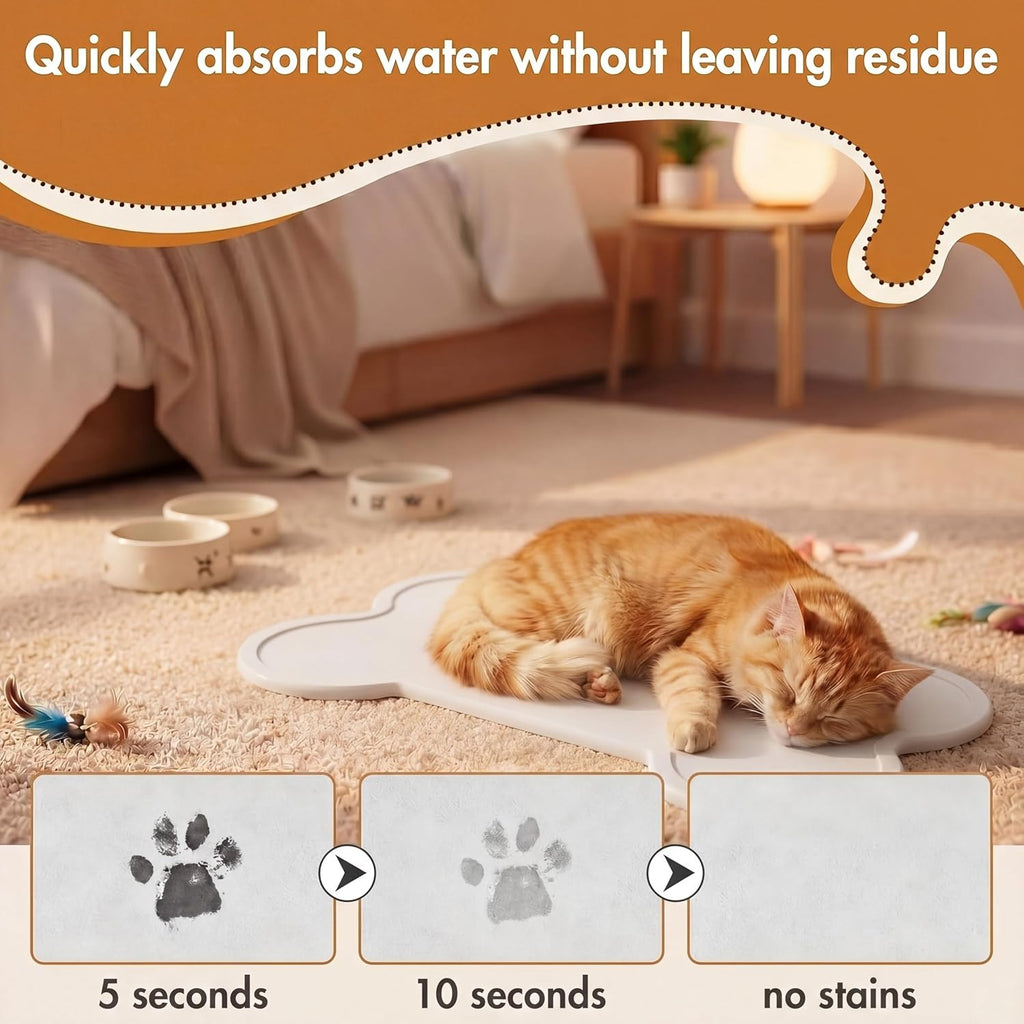 **Stone Dry Mat - Diatomaceous Earth Pet Feeding Mat for Cats & Dogs | Quick Drying, Non-Slip, 16" x 10"**