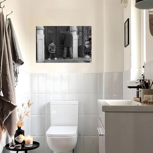 Classic Movie Posters Canvas Print | Funny Bathroom Wall Decor - Black and White Art 12x16 Inch