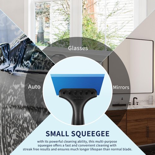 MR.SIGA 2 in 1 Mini Glass Squeegee with Built-in Ice Ripper, 5 Inch Blade, 2 Pack for Tile, Glass, Mirror, Shower, Window Tint, Car