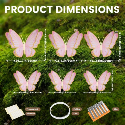 3D Butterfly Wall Decor - Gold Paper Butterflies Sticker for Balloon Arch Garland & Cake Topper - Removable Mural Decals for Baby Shower, Wedding, Nursery & Girls Room Decoration (Pink)