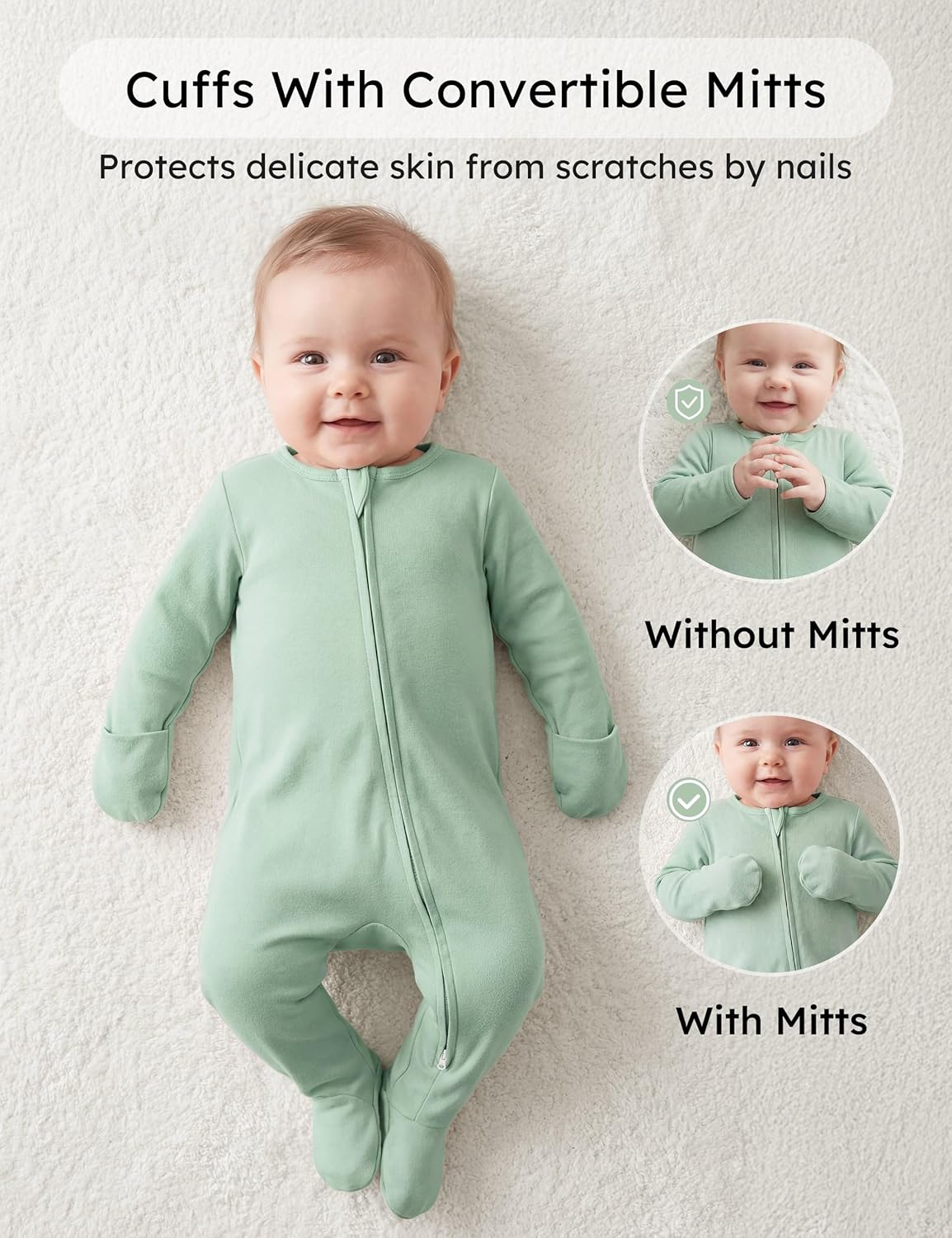 Yoofoss Baby Pajamas - 100% Organic Cotton Sleepers for Newborns | 3-Piece Footed PJs (0-9 Months)