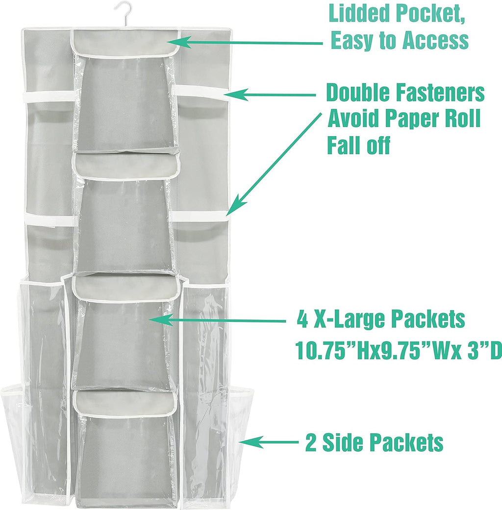 Simple Houseware Gift Wrap Organizer - Double-Sided Storage Pockets, Gray | Set of 1