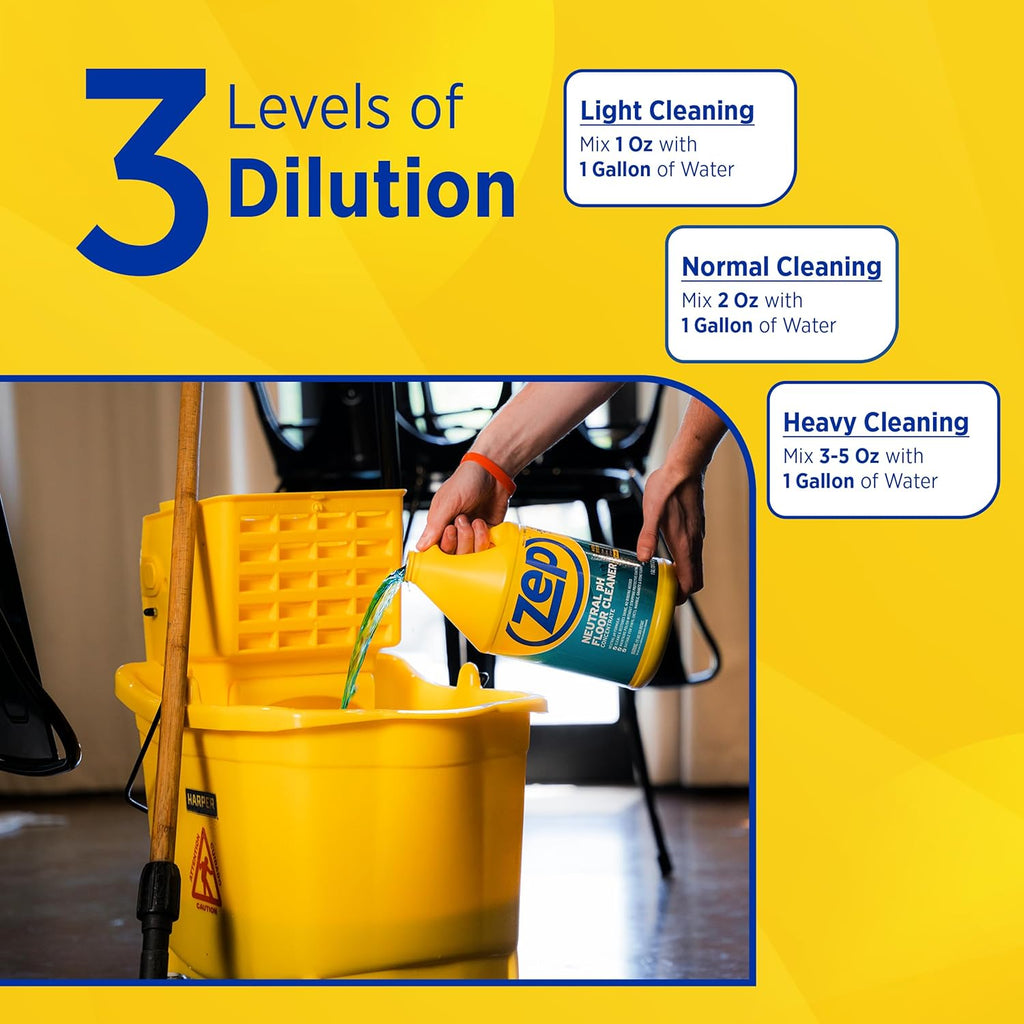 Zep Neutral pH Floor Cleaner - Concentrated All-Purpose Solution - 1 Gallon Size