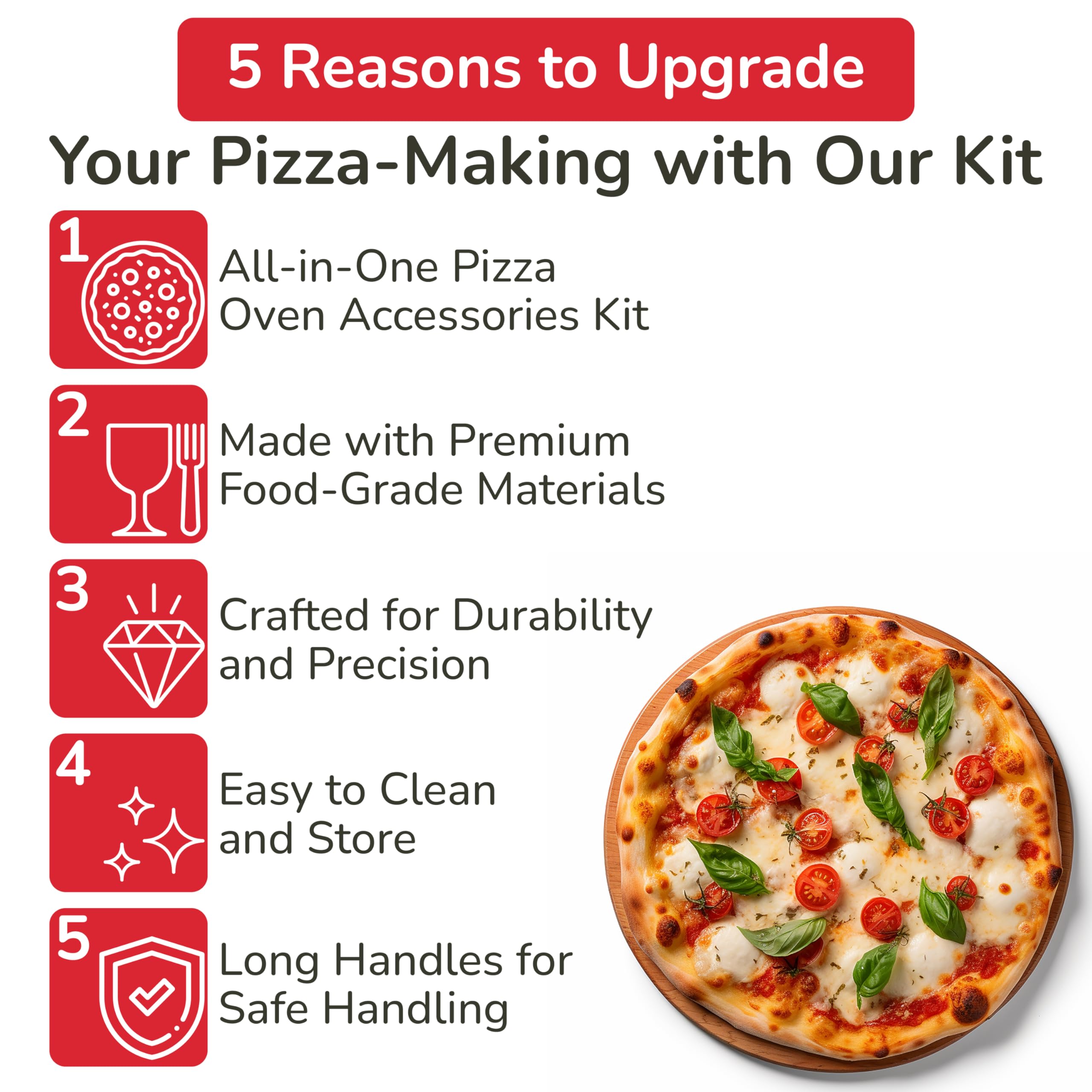 Senwosa Pizza Oven Accessories Set - 3 Piece Pizza Making Kit with Pizza Peel, Pizza Oven & Stone Brush with Scraper, Turning Fork & Bubble Popper - Tools for Indoor Outdoor Brick Wood Gas Ovens