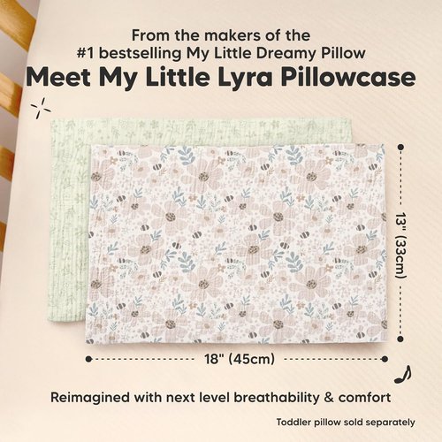KeaBabies Muslin Toddler Pillowcase - 2-Pack Organic Cotton Covers for Kids | Soft & Breathable 13x18" (Flora Vale)
