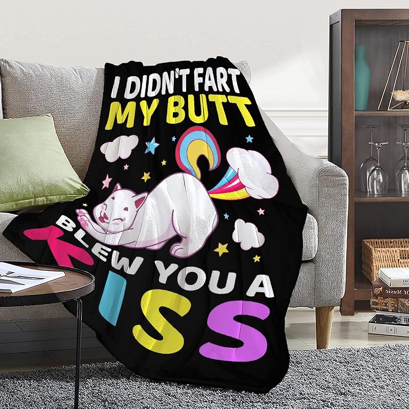 Funny Cat Blanket Gift 40x50in - Flannel Throw for Teens & Adults - Cat Lover Gift (Variation: Cat Funny+Kids-40x50in)