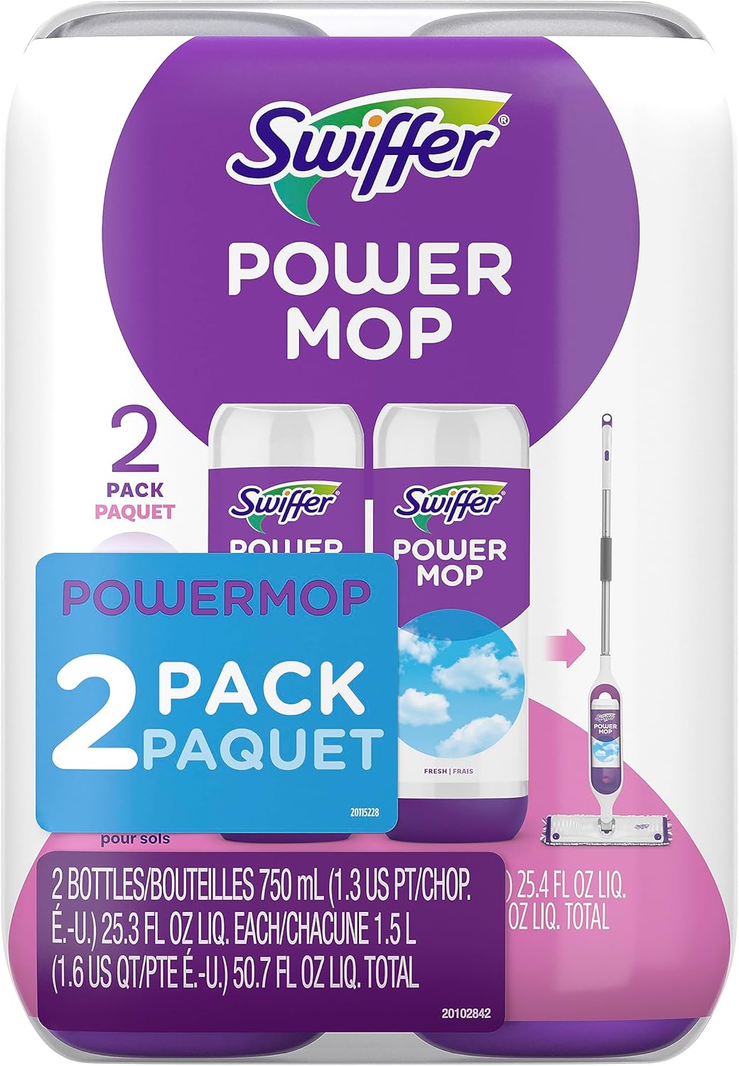 Swiffer PowerMop Floor Cleaning Solution - Fresh Scent Refills, 25.3 fl oz | 2 Pack