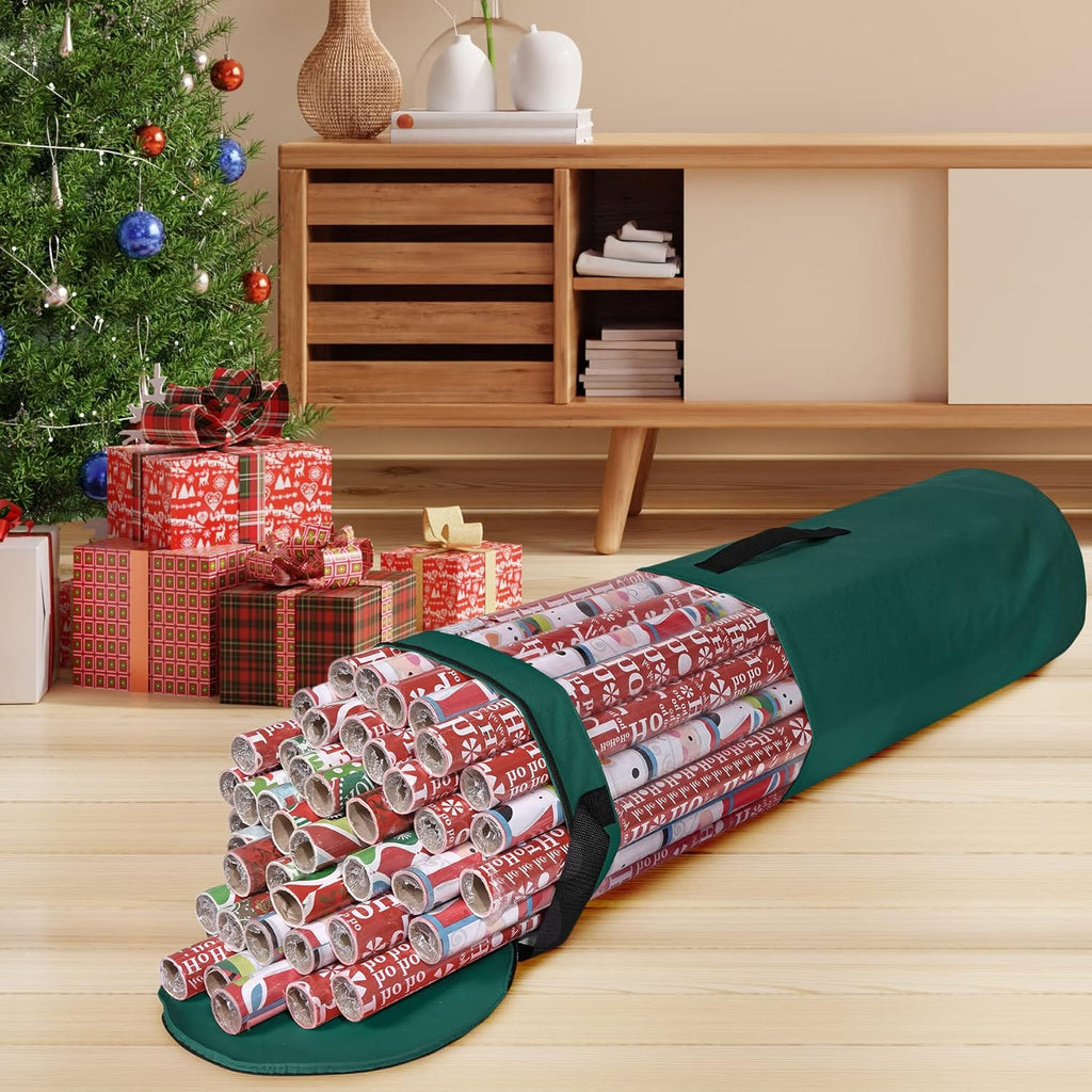 Primode Wrapping Paper Storage Bag - Durable 600D Oxford Organizer for Under Bed | 42” Length, Green