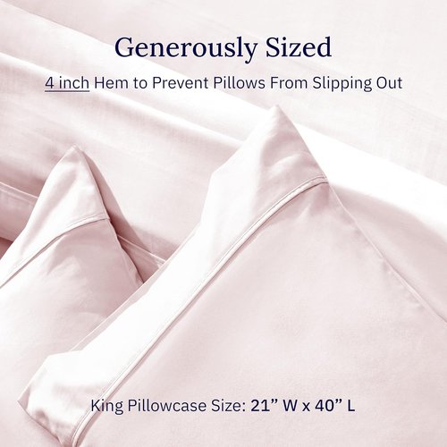 California Design Den King Size Pillowcase Set - 400 Thread Count, 100% Cotton Sateen, Soft & Breathable - Pink