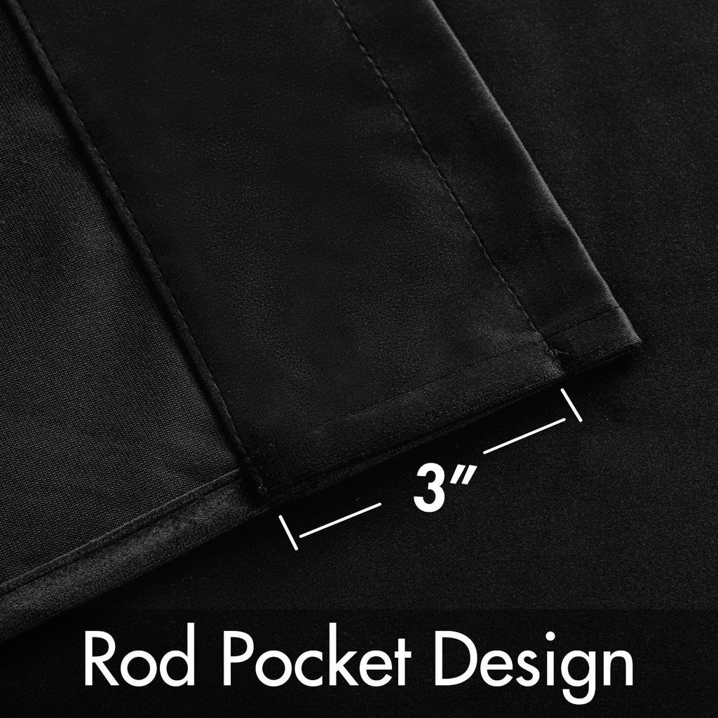 MIULEE Black Velvet Blackout Curtains 84 Inch Long Luxury Super Soft Thermal Insulated Window Curtains Room Darkening Drapes Rod Pocket Design for Bedroom Living Room Set of 2 Panels, W40 x L84 Inch